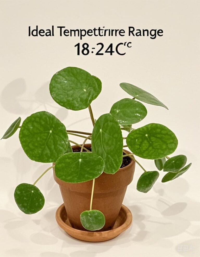 Ideal temperature range (18-24°C) for Chinese Money Plants
