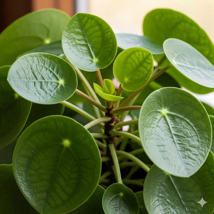 Healthy Pilea Peperomioides (Chinese Money Plant) in a Pot